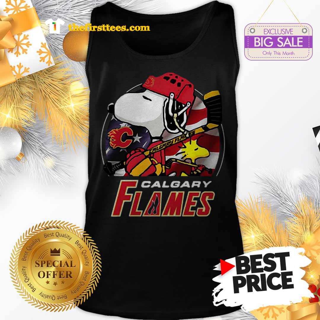 Official Calgary Flames Ice Hockey Snoopy And Woodstock Funny Shirt