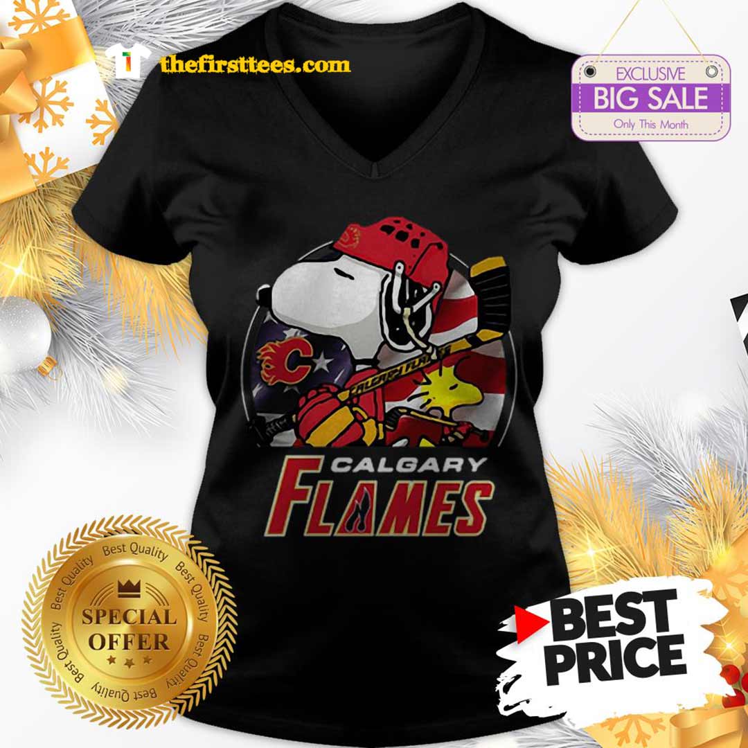Official Calgary Flames Ice Hockey Snoopy And Woodstock Funny Shirt