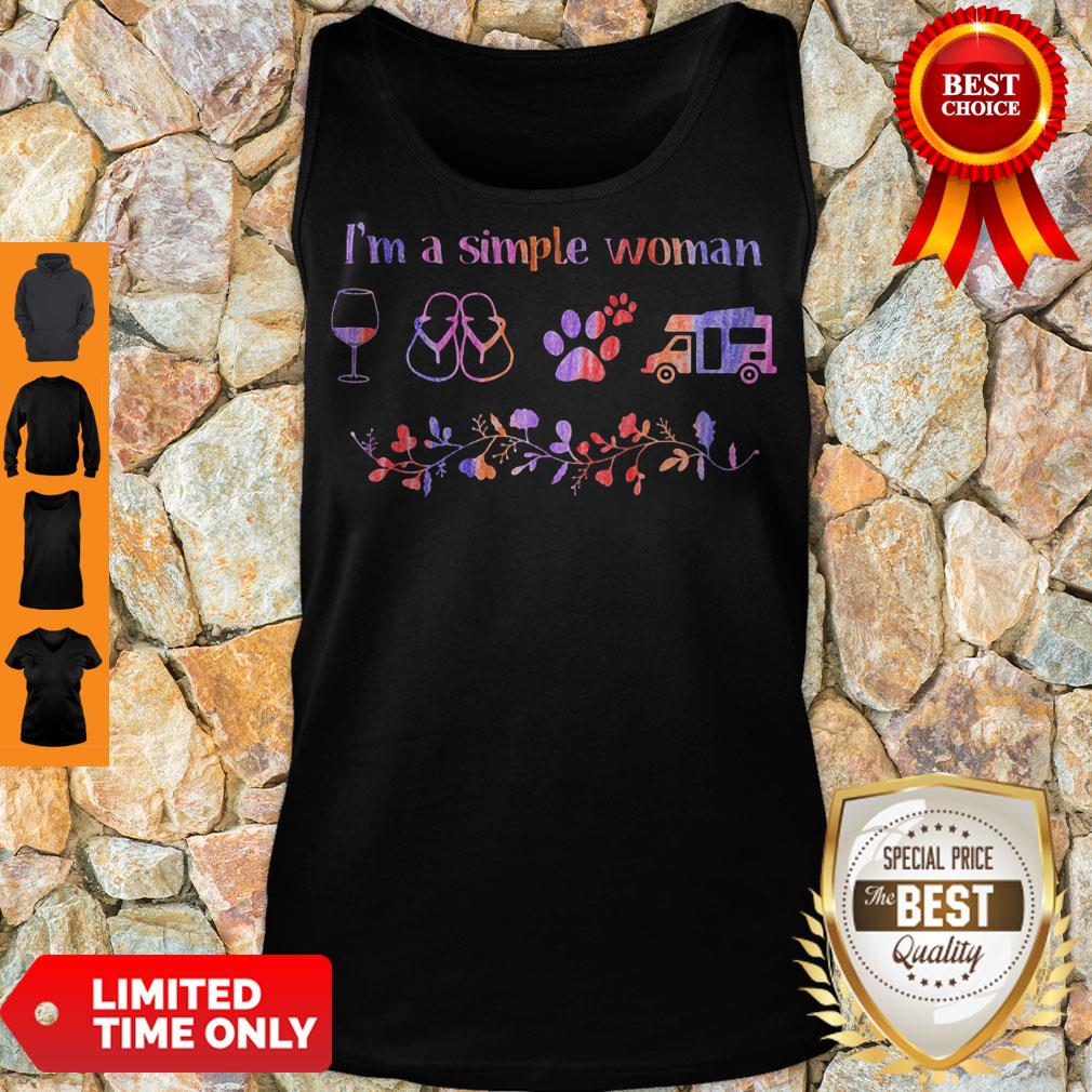 Official I'm A Simple Woman Wine Paws Dog Motorhome Flower shirt