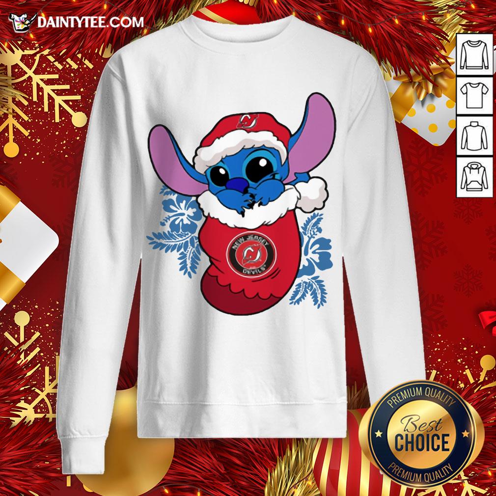 Official New Jersey Devils Christmas Stitch In The Sock Funny Disney NHL Shirt