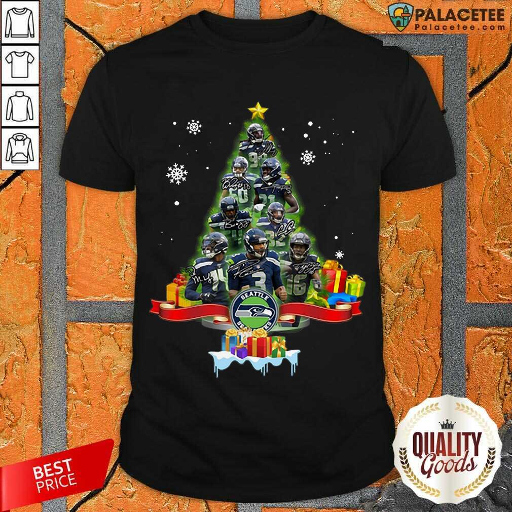 Official Seattle Seahawks Player Signatures Christmas Tree Shirt