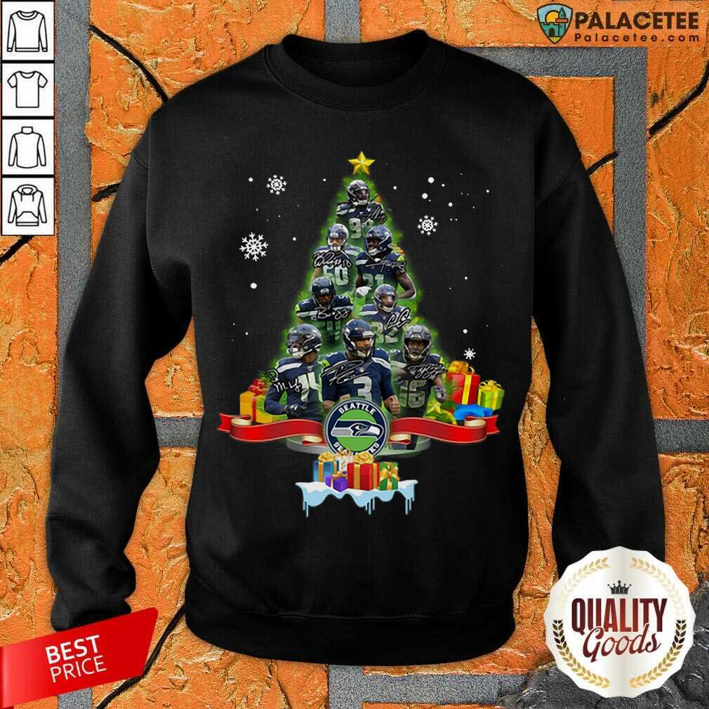 Official Seattle Seahawks Player Signatures Christmas Tree Shirt