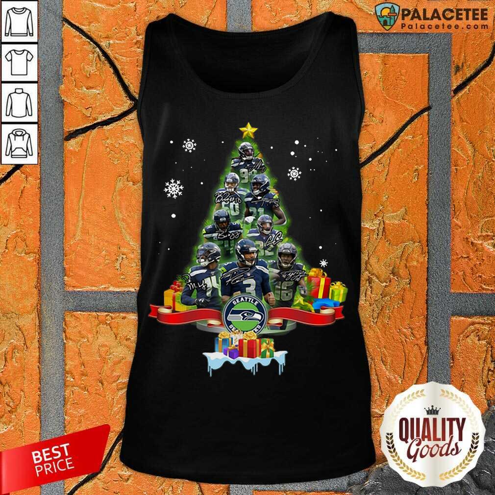 Official Seattle Seahawks Player Signatures Christmas Tree Shirt