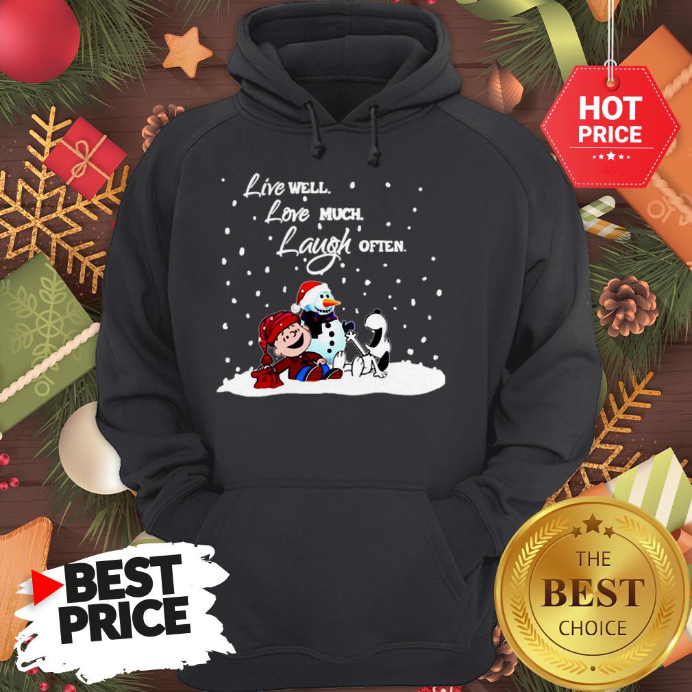 Official Snoopy Charlie Brown Live Well Love Much Laugh Often Christmas Shirt