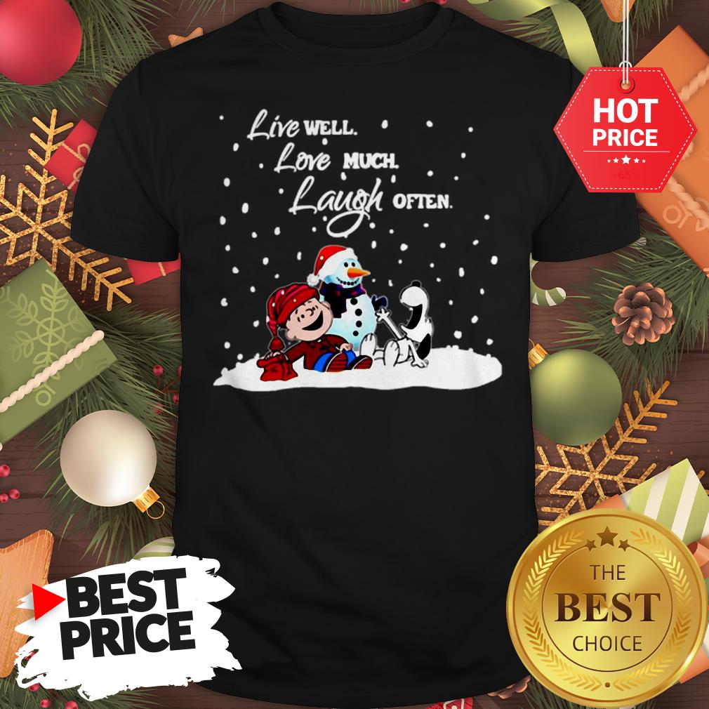Official Snoopy Charlie Brown Live Well Love Much Laugh Often Christmas Shirt