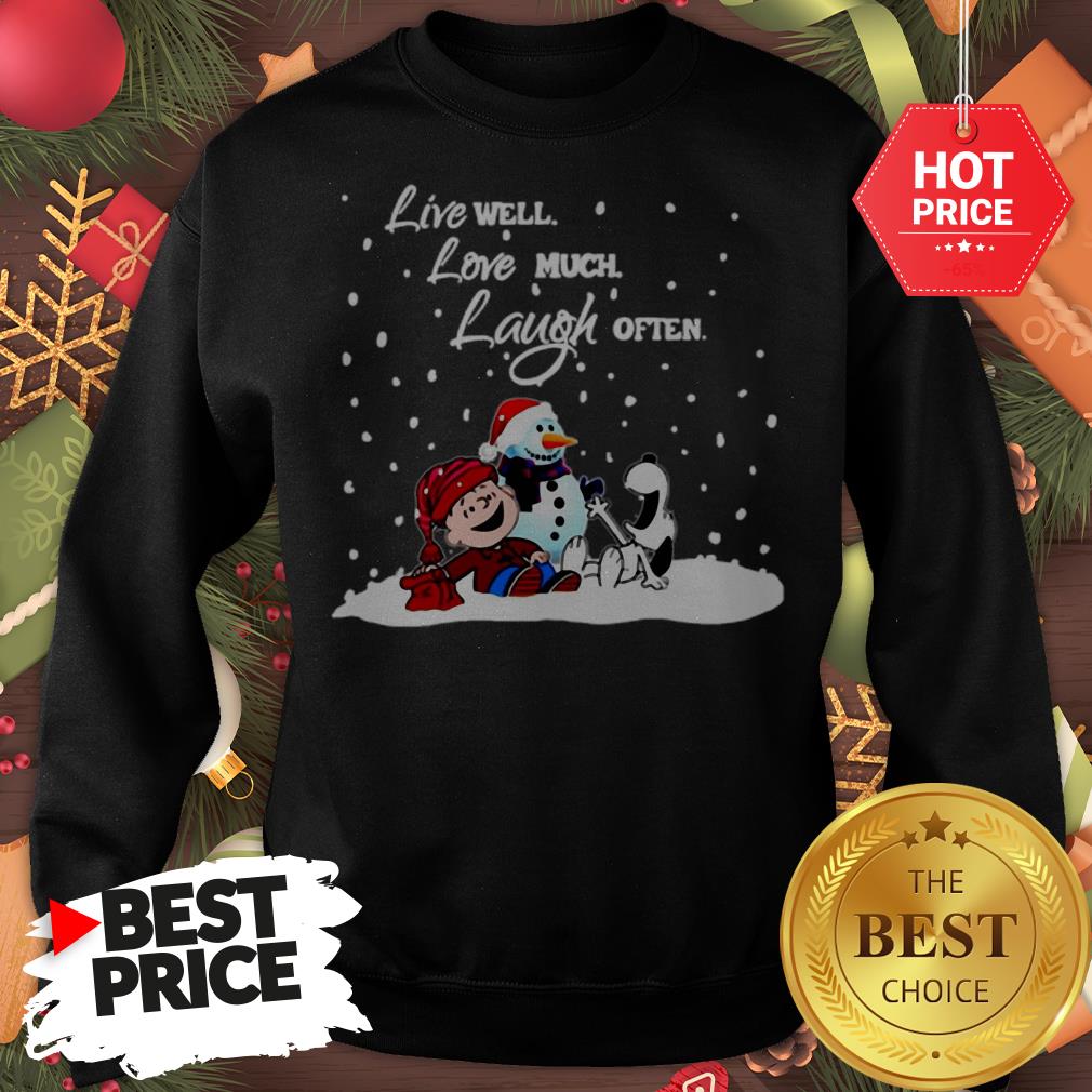 Official Snoopy Charlie Brown Live Well Love Much Laugh Often Christmas Shirt