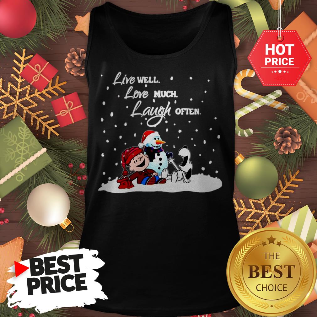 Official Snoopy Charlie Brown Live Well Love Much Laugh Often Christmas Shirt