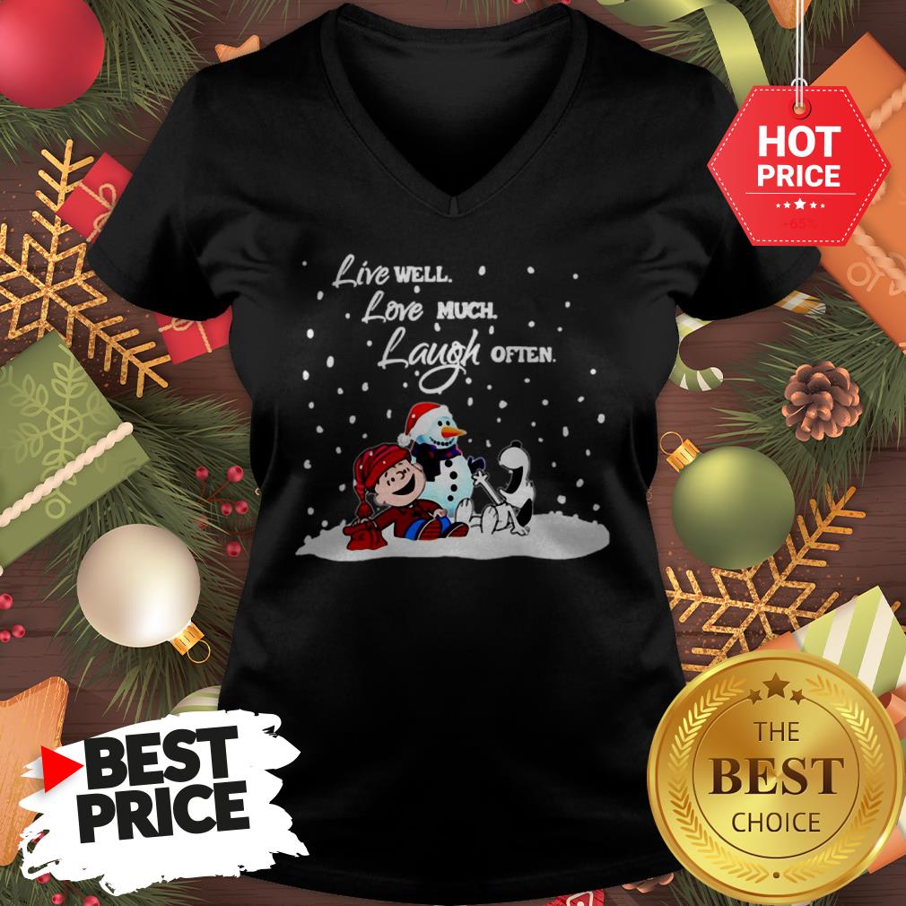 Official Snoopy Charlie Brown Live Well Love Much Laugh Often Christmas Shirt