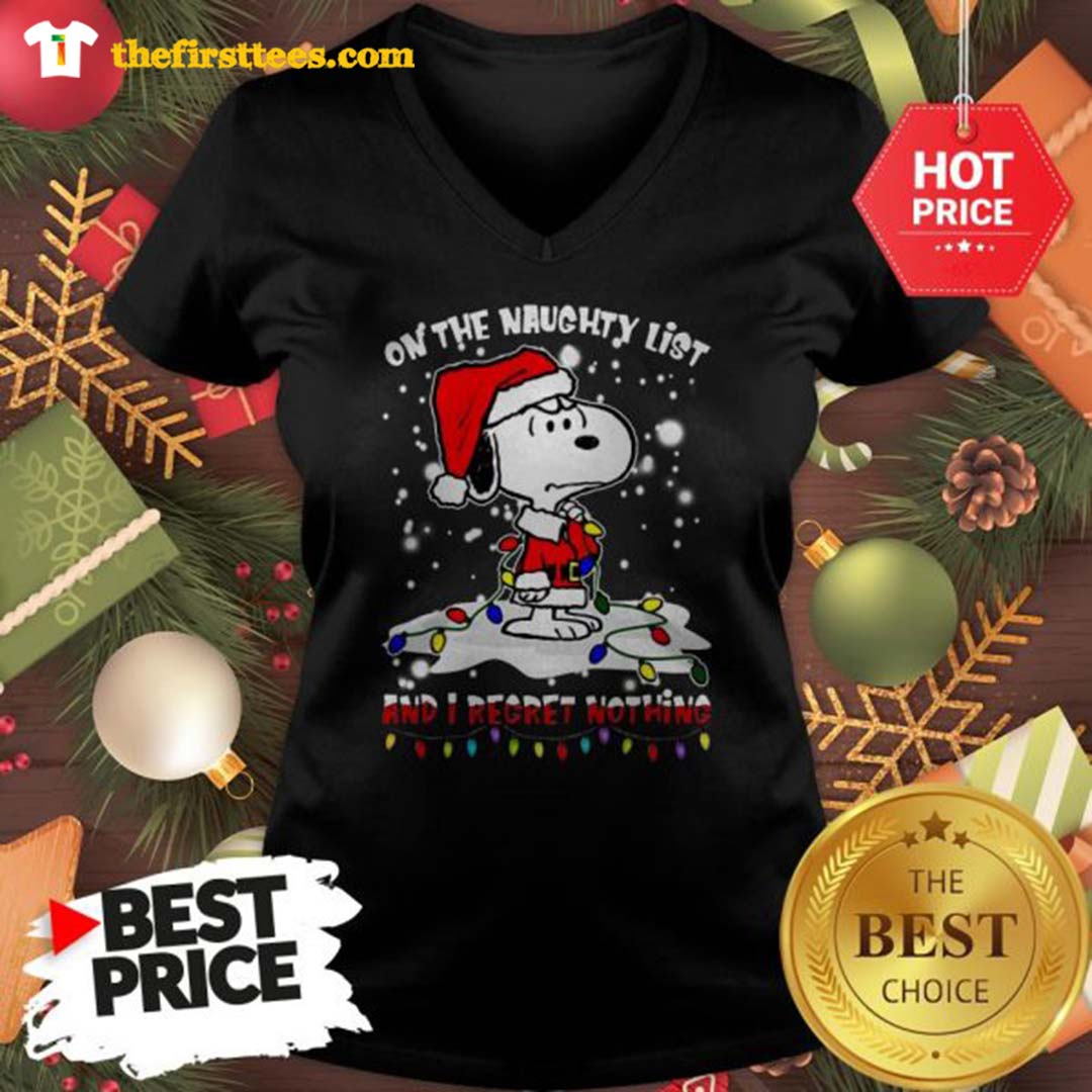 Official Snoopy On The Naughty List And I Regret Nothing Christmas Shirt