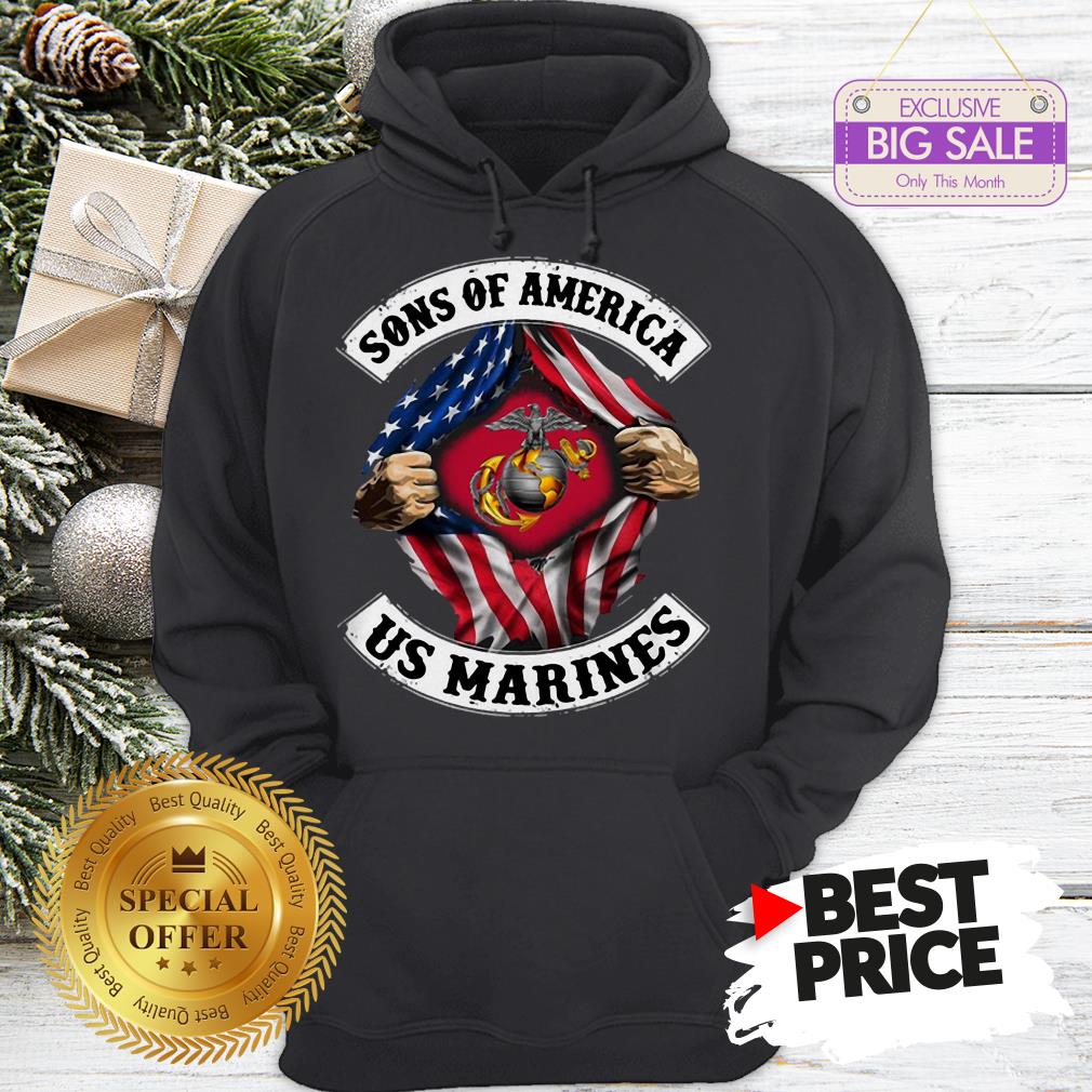 Official Sons Of America US Marines Inside American Flag Shirt
