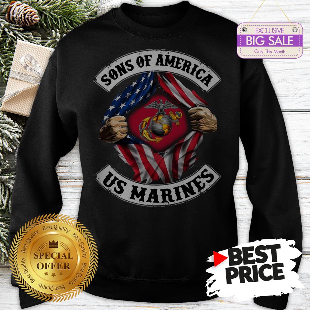 Official Sons Of America US Marines Inside American Flag Shirt