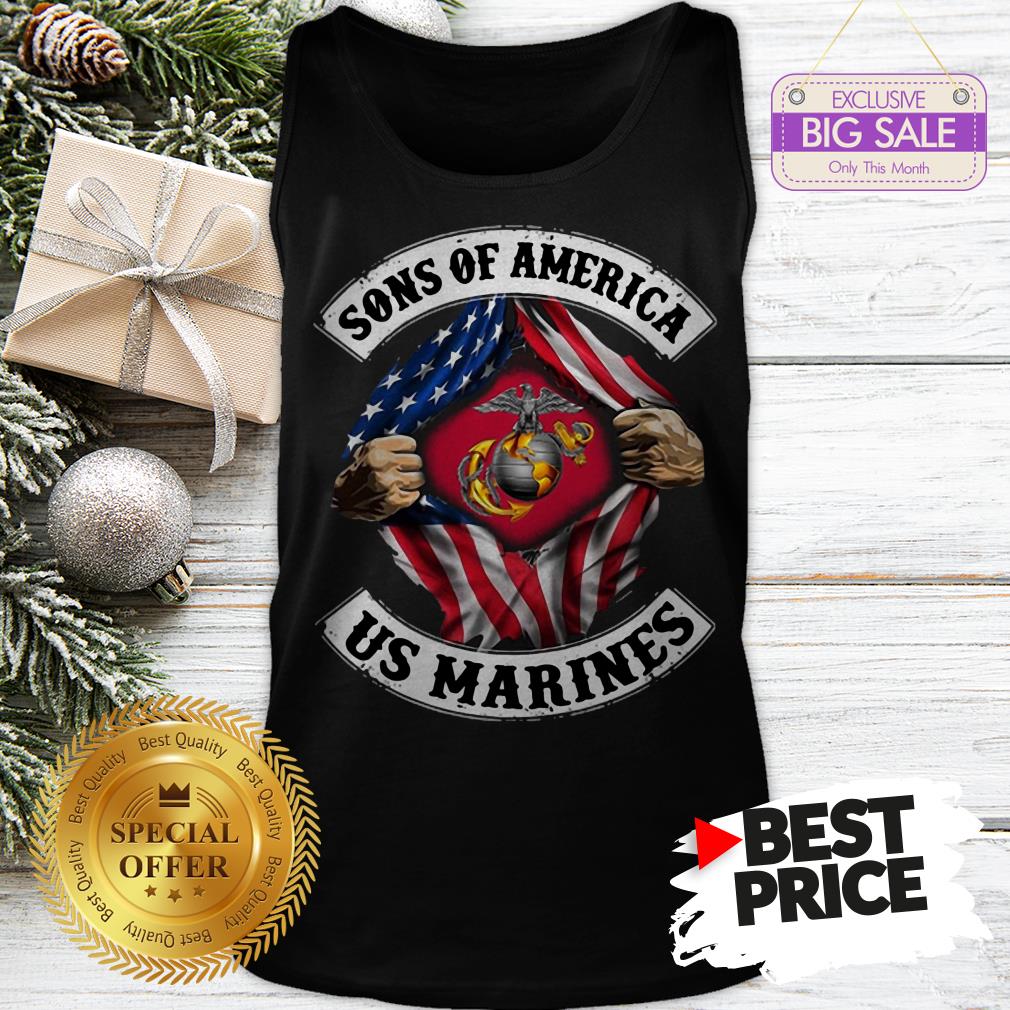 Official Sons Of America US Marines Inside American Flag Shirt