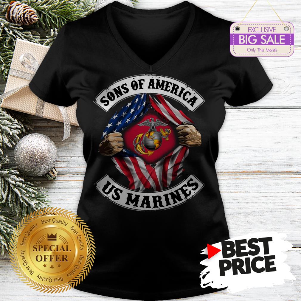 Official Sons Of America US Marines Inside American Flag Shirt