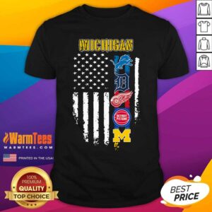 Premium Michigan Detroit Lions Detroit Red Wings Detroit Pistons American Flag Shirt