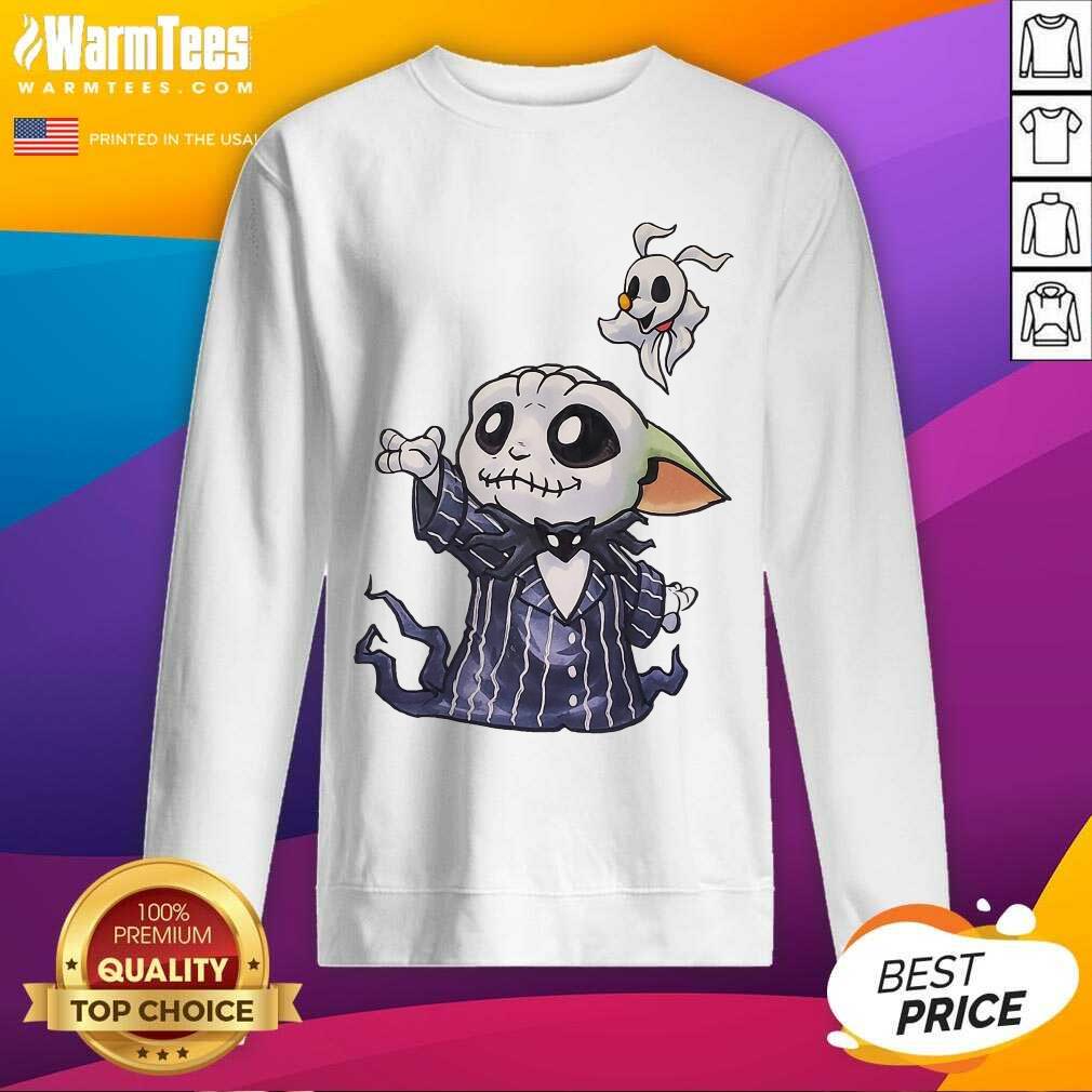 Perfect Baby Yoda In Jack Skellington And Zero Shirt