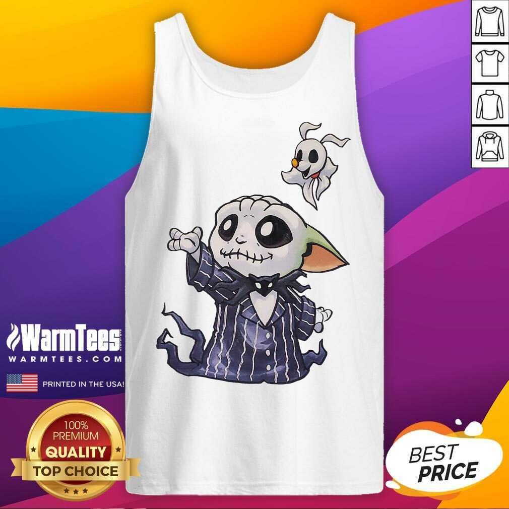 Perfect Baby Yoda In Jack Skellington And Zero Shirt