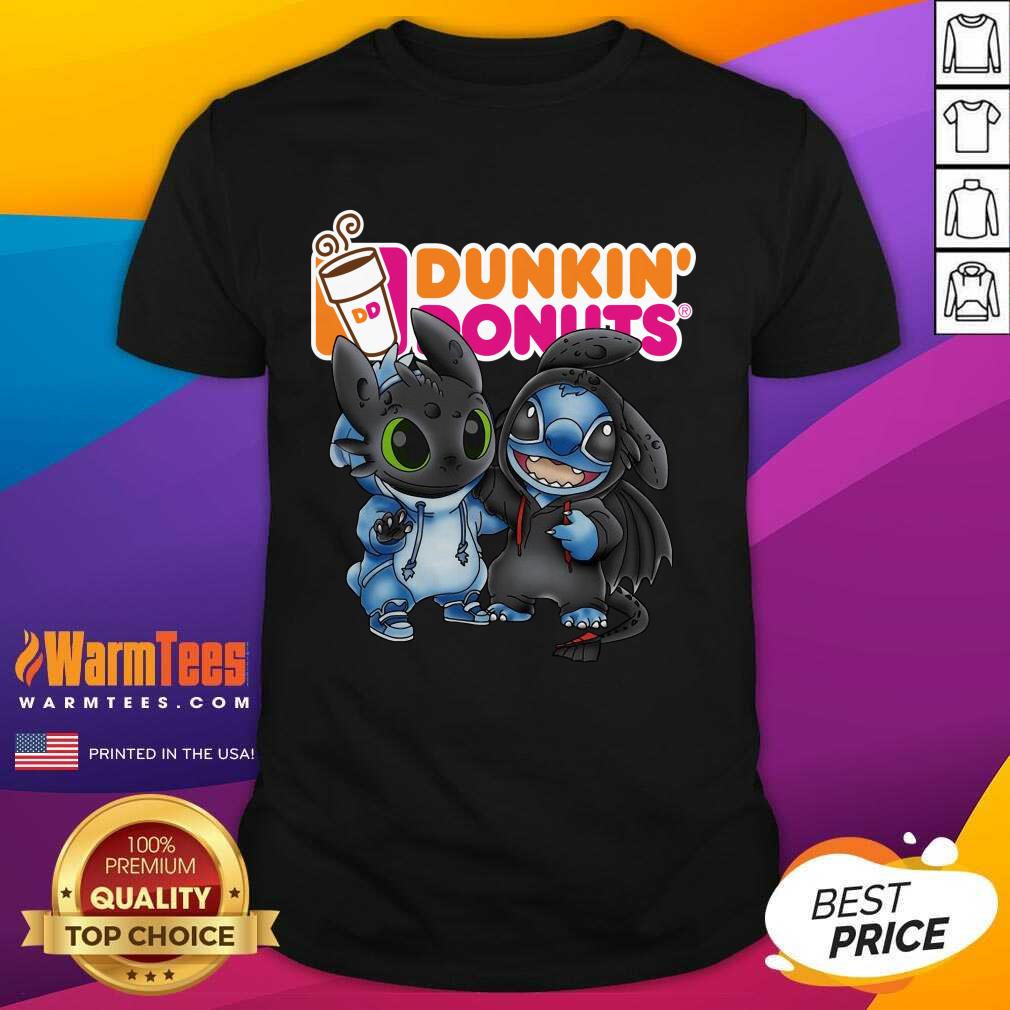 Premium Baby Toothless And Stitch Love Dunkin’ Donuts Shirt