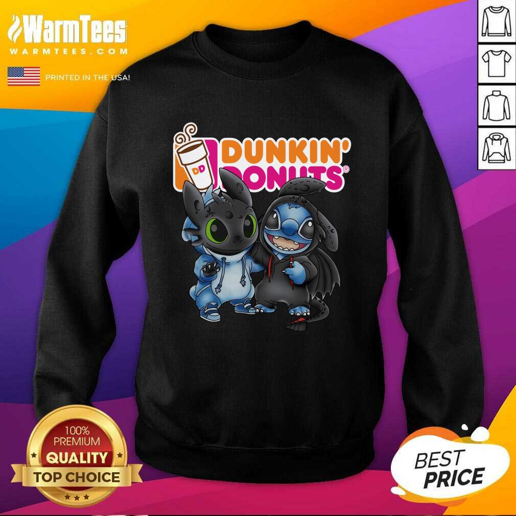 Premium Baby Toothless And Stitch Love Dunkin’ Donuts Shirt