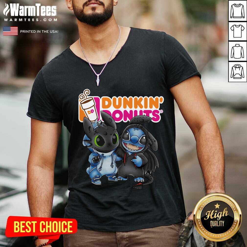 Premium Baby Toothless And Stitch Love Dunkin’ Donuts Shirt