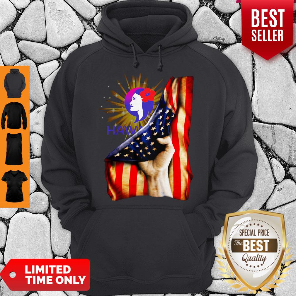 Premium Hawaiian Airlines Logo American Flag Independence Day T-Shirt
