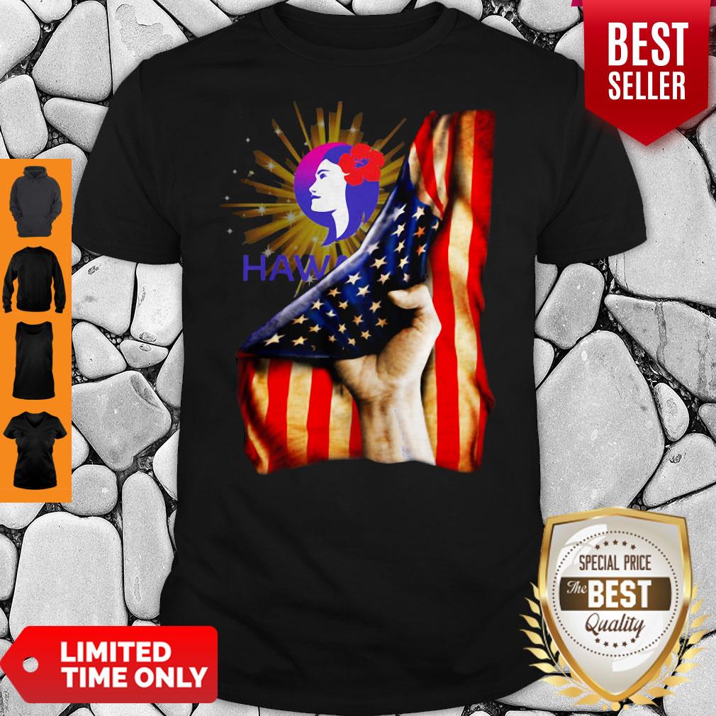 Premium Hawaiian Airlines Logo American Flag Independence Day T-Shirt