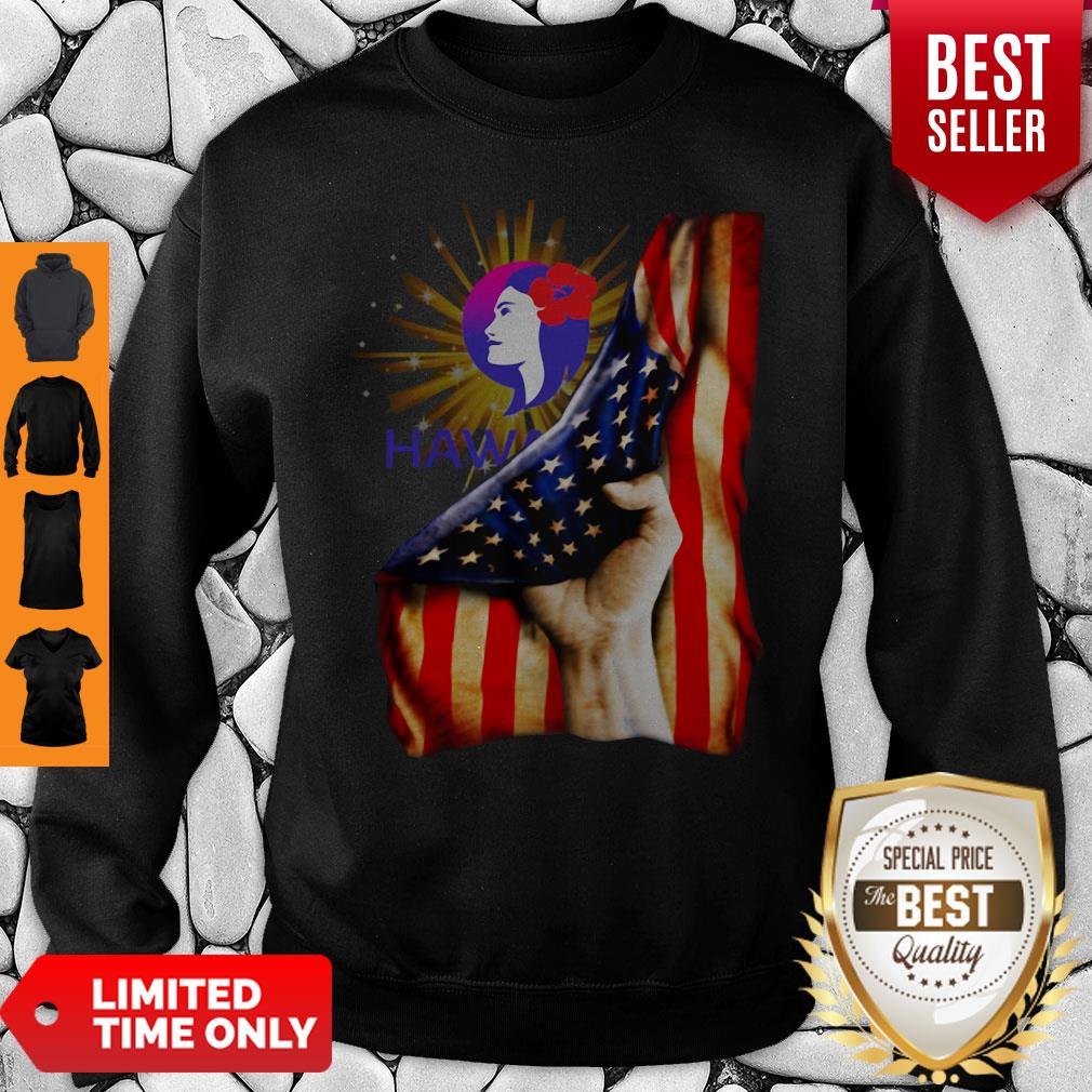Premium Hawaiian Airlines Logo American Flag Independence Day T-Shirt