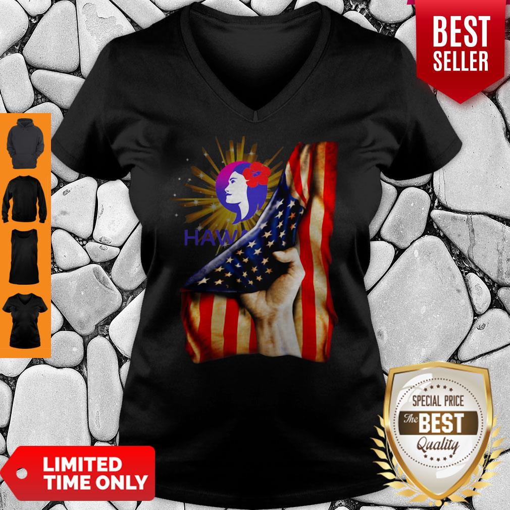 Premium Hawaiian Airlines Logo American Flag Independence Day T-Shirt