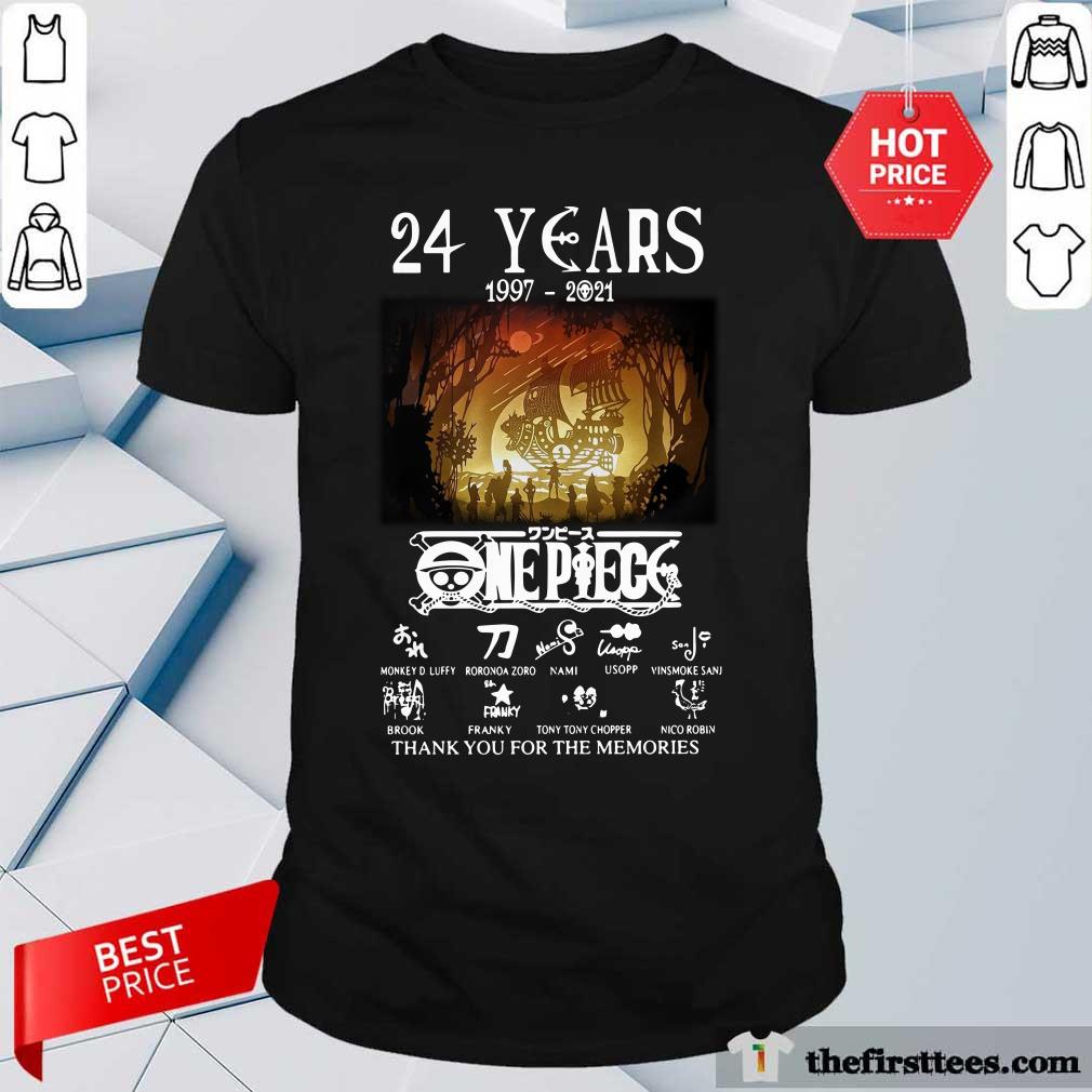 Pretty 24 Years 1997 2021 One Piece Signatures Thank You For The Memories Shirt