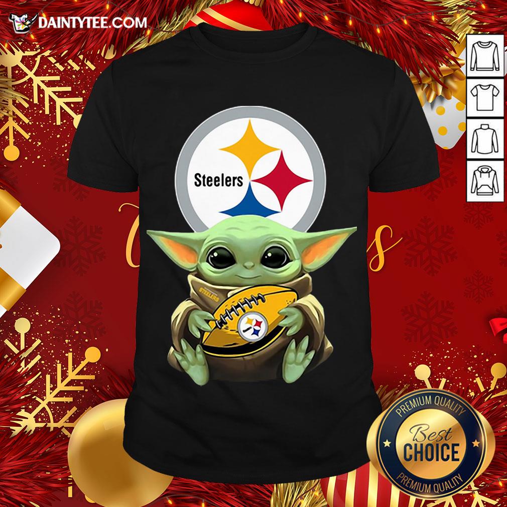 Pretty Baby Yoda Hugging Pittsburgh Steelers Shirt