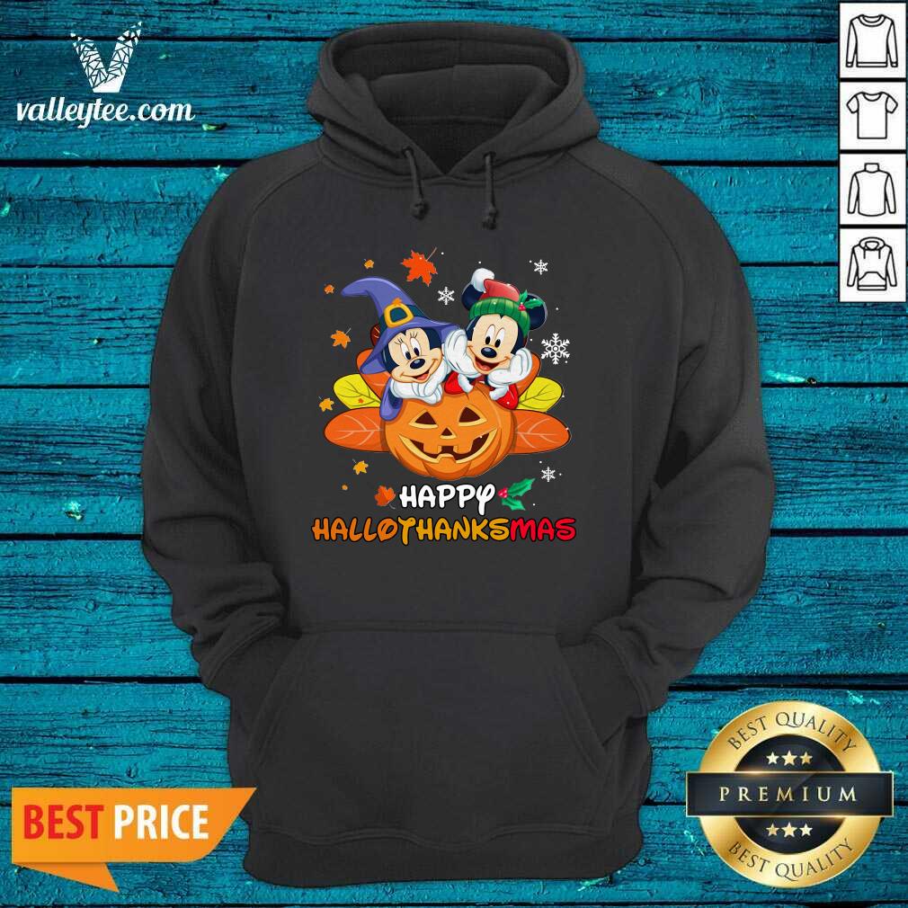Pretty Mickey Mouse And Minnie Happy Hallothanksmas Christmas Shirt