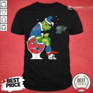 Hot The Grinch Buffalo Bills Shit On Toilet New England Patriots Christmas Shirt