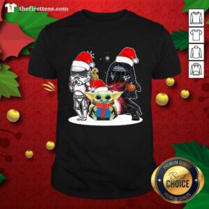 Cute Baby Yoda And Darth Vader Stormtrooper Merry Christmas Shirt