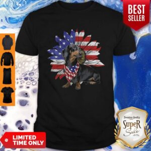 Daschund Sunflower America Flag Dog Lovers Shirt