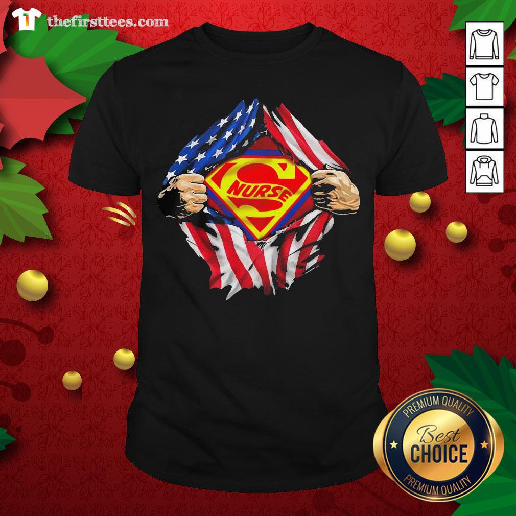Nice Blood Inside Me Super Nurse American Flag Shirt