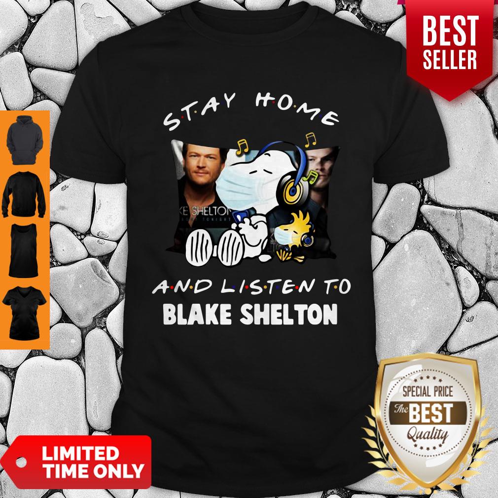 Top Snoopy Woodstock Mask Stay Home Blake Shelton Shirt