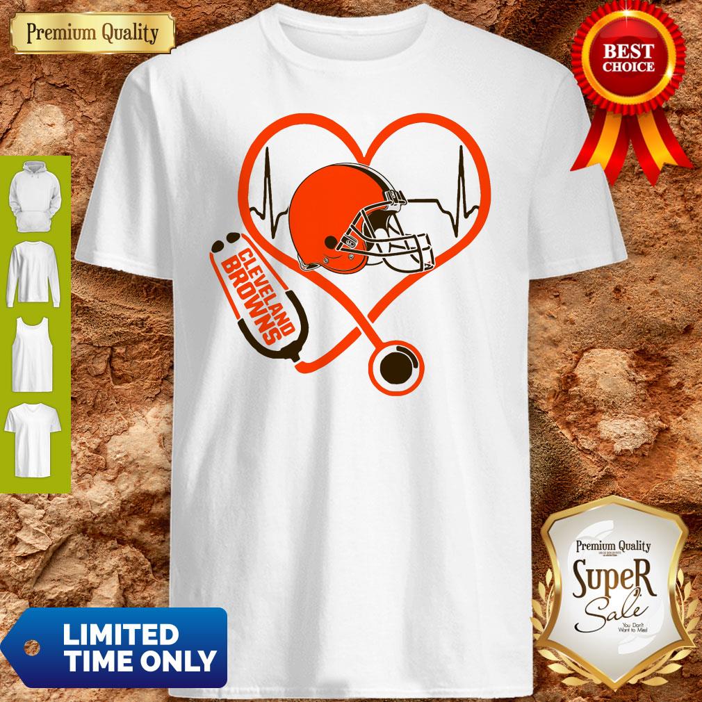 Perfect Cleveland Browns Nurse Stethoscope Love Heartbeat Shirt
