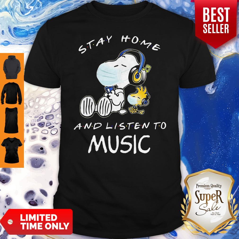 Snoopy Wear Mask Stay Home And Listen To Music Covid 19 Shirt