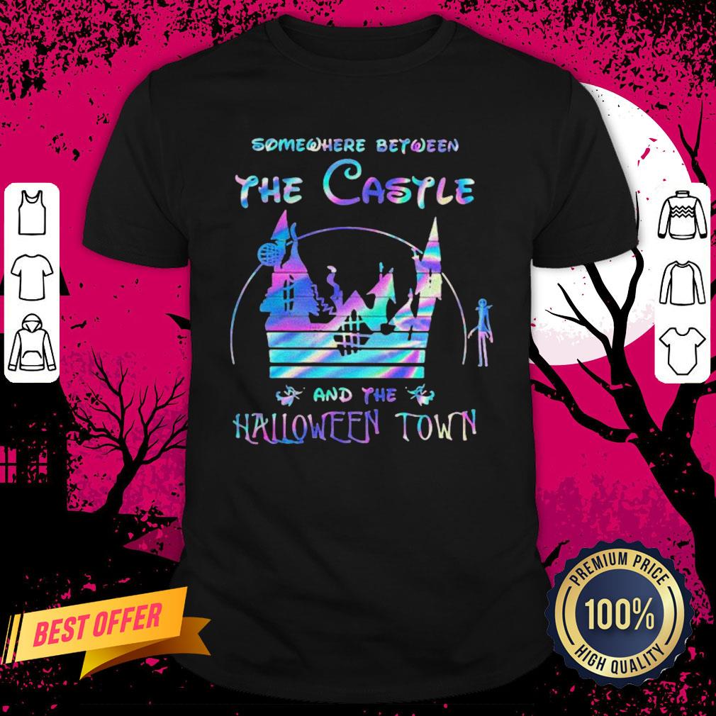 Somewhere Between The Castle And The Halloween Town Disney Tinkerbell Shirt
