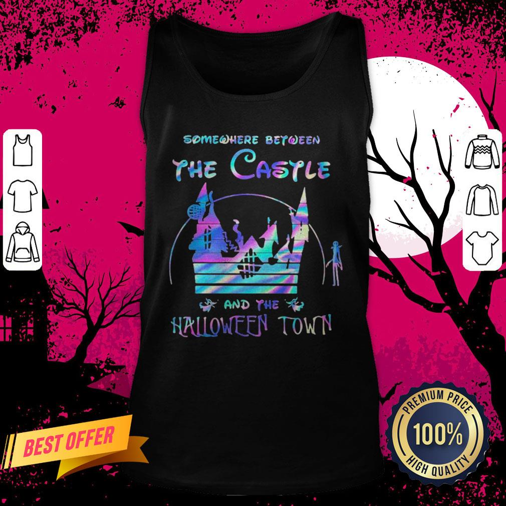 Somewhere Between The Castle And The Halloween Town Disney Tinkerbell Shirt