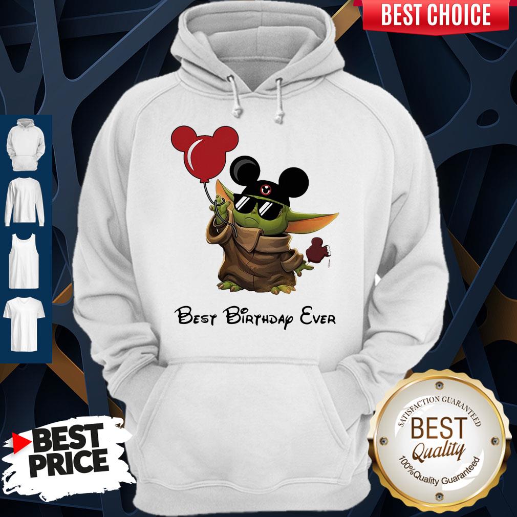 Star Wars Baby Yoda Holding Balloon Mickey Mouse Best Birthday Ever Shirt