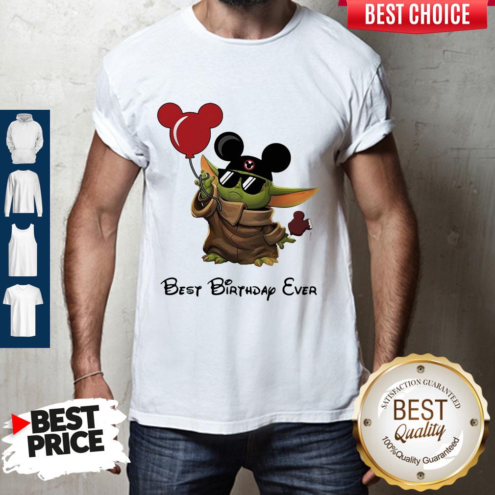 Star Wars Baby Yoda Holding Balloon Mickey Mouse Best Birthday Ever Shirt