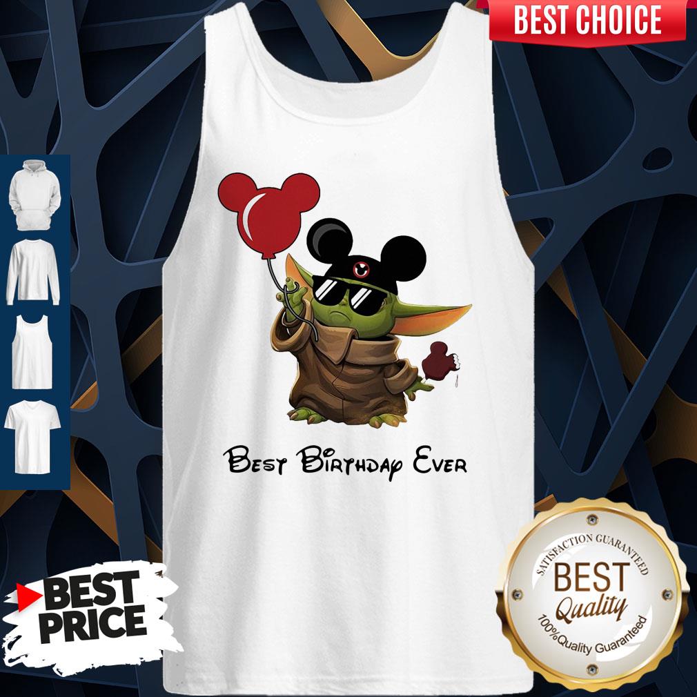 Star Wars Baby Yoda Holding Balloon Mickey Mouse Best Birthday Ever Shirt