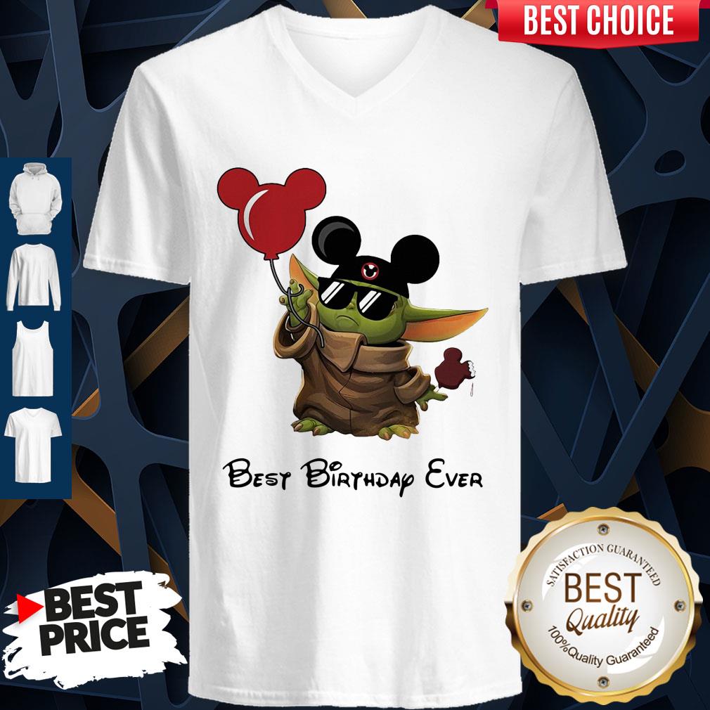 Star Wars Baby Yoda Holding Balloon Mickey Mouse Best Birthday Ever Shirt