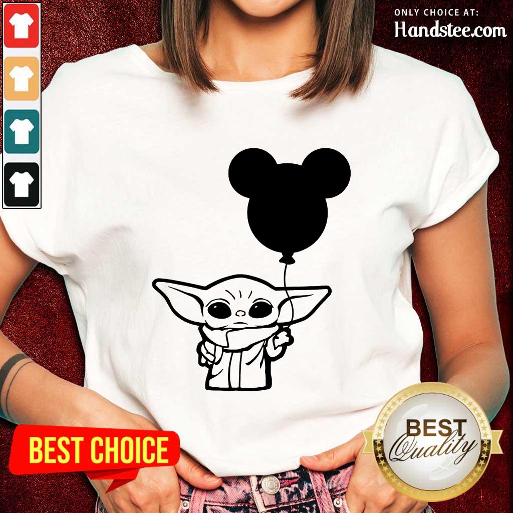 Star Wars Baby Yoda Holding Balloon Mickey Mouse Shirt