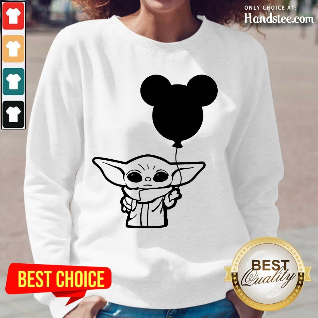 Star Wars Baby Yoda Holding Balloon Mickey Mouse Shirt