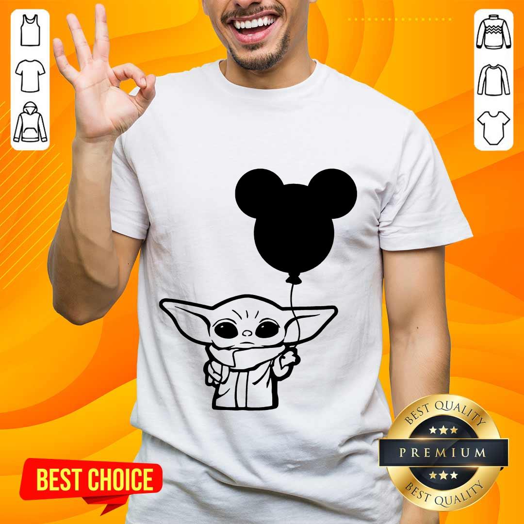 Star Wars Baby Yoda Holding Balloon Mickey Mouse Shirt