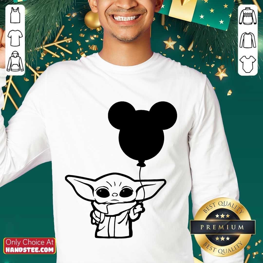 Star Wars Baby Yoda Holding Balloon Mickey Mouse Shirt