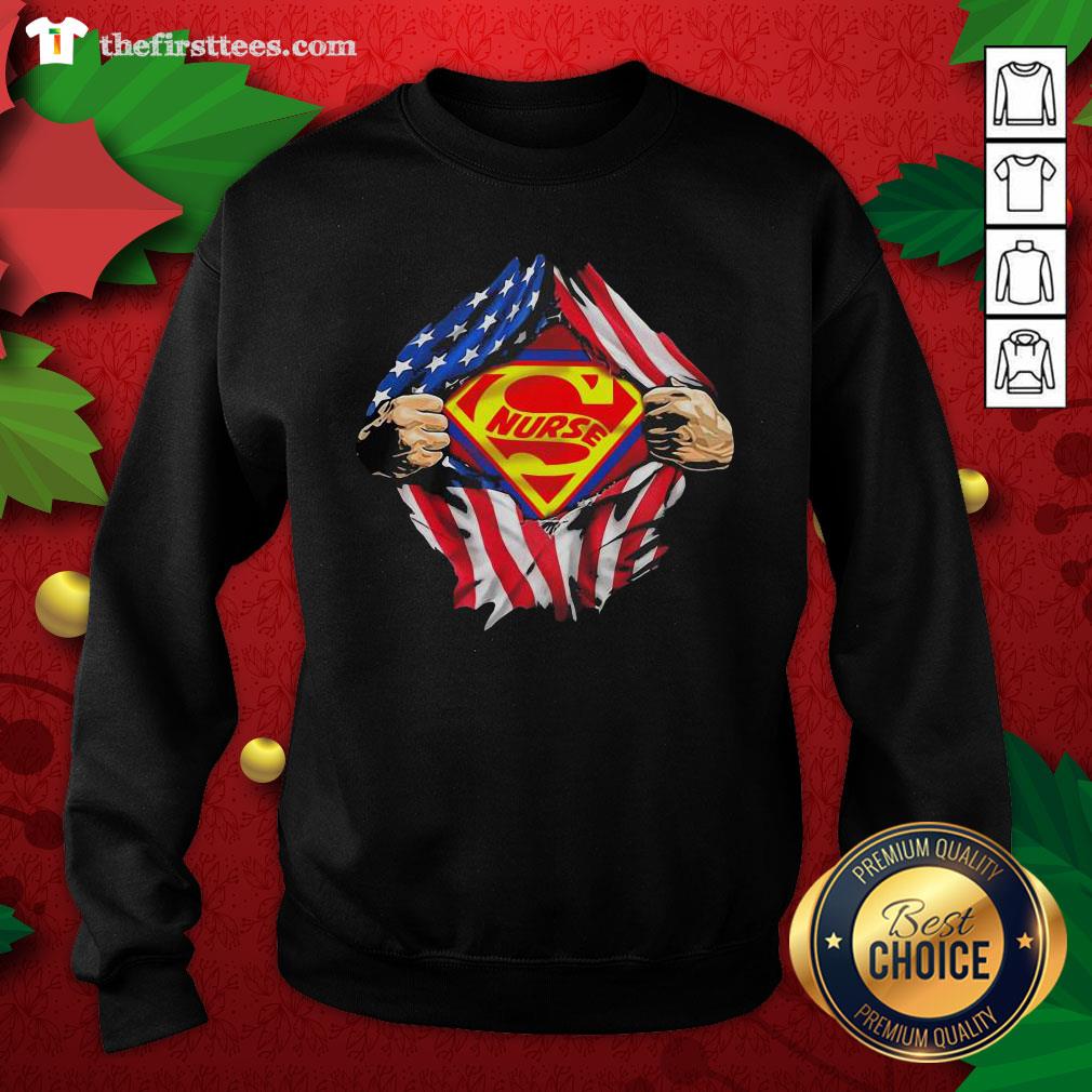 Nice Blood Inside Me Super Nurse American Flag Shirt