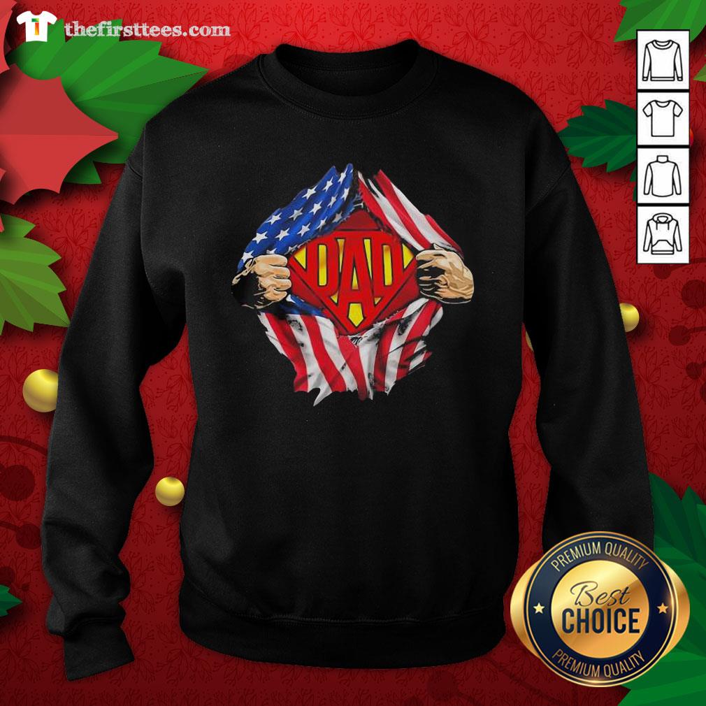 Funny Blood Inside Me Super Dad American Flag Shirt