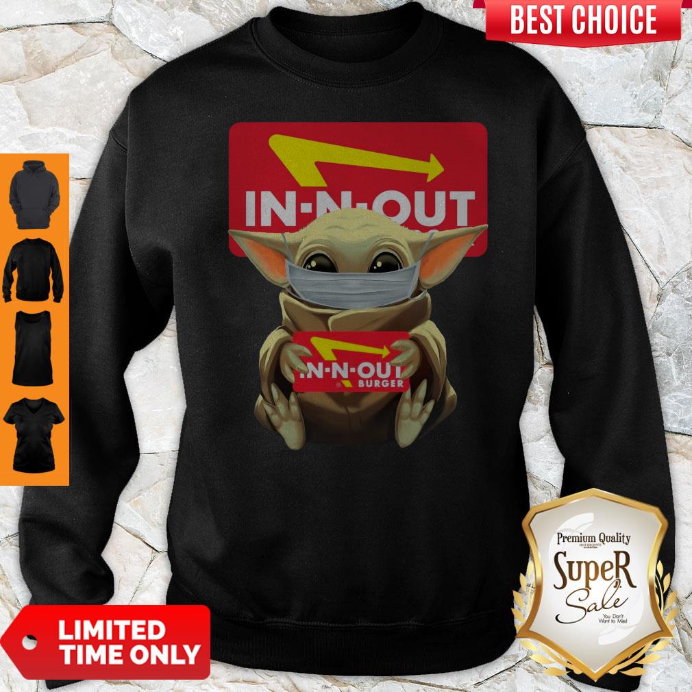 Original Baby Yoda Face Mask Hug In N Out Burger Shirt